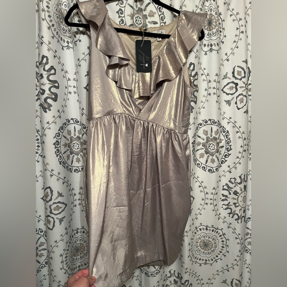 NWT Gold Metallic Mini Dress